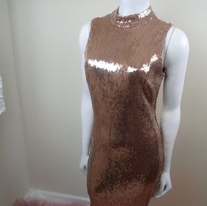 Rose gold sequin midi dress - NEW
